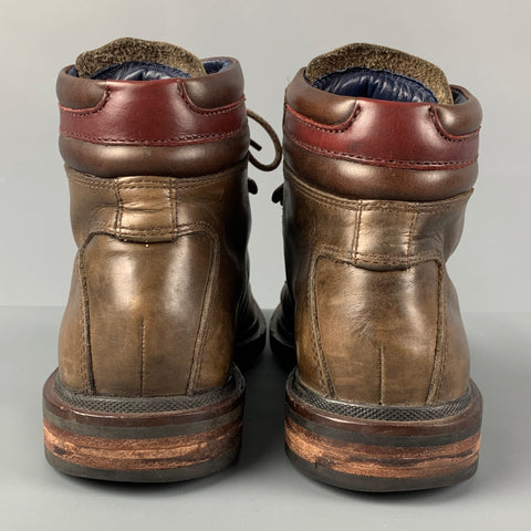 COLE HAAN Size 8.5 Brown Distressed Leather Lace Up Rugged Boots