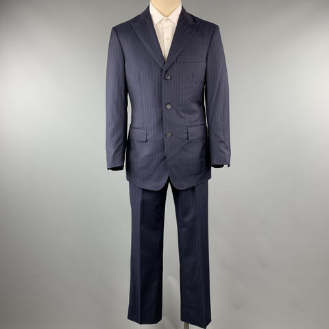 DAVID AUGUST Taille 40 Marine &amp; Rose Rayé Laine Peak Revers 34 x 30 Costume