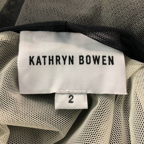 KATHRYN BOWEN Size 2 Black White Nylon Spandex See Through A-Line Skirt