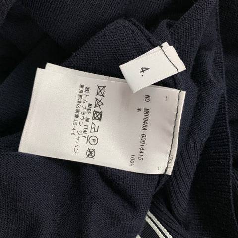 THOM BROWNE Size L Navy White Stripe Wool Buttoned Polo