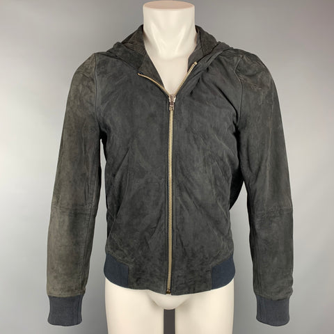 PAUL SMITH JEANS Size M Charcoal Suede Zip Up Jacket