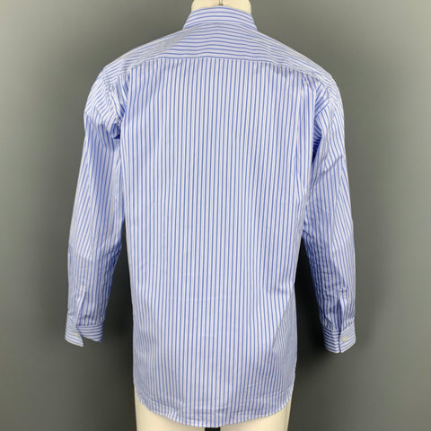 COMME des GARCONS SHIRT Size M Blue Stripe Cotton Button Up Long Sleeve Shirt