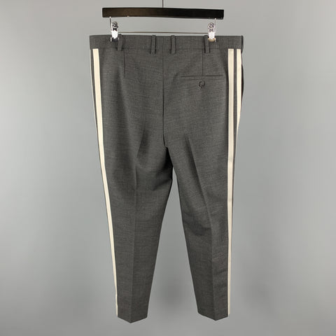 NEIL BARRETT Size 36 Dark Gray Solid Wool Blend Tuxedo Dress Pants