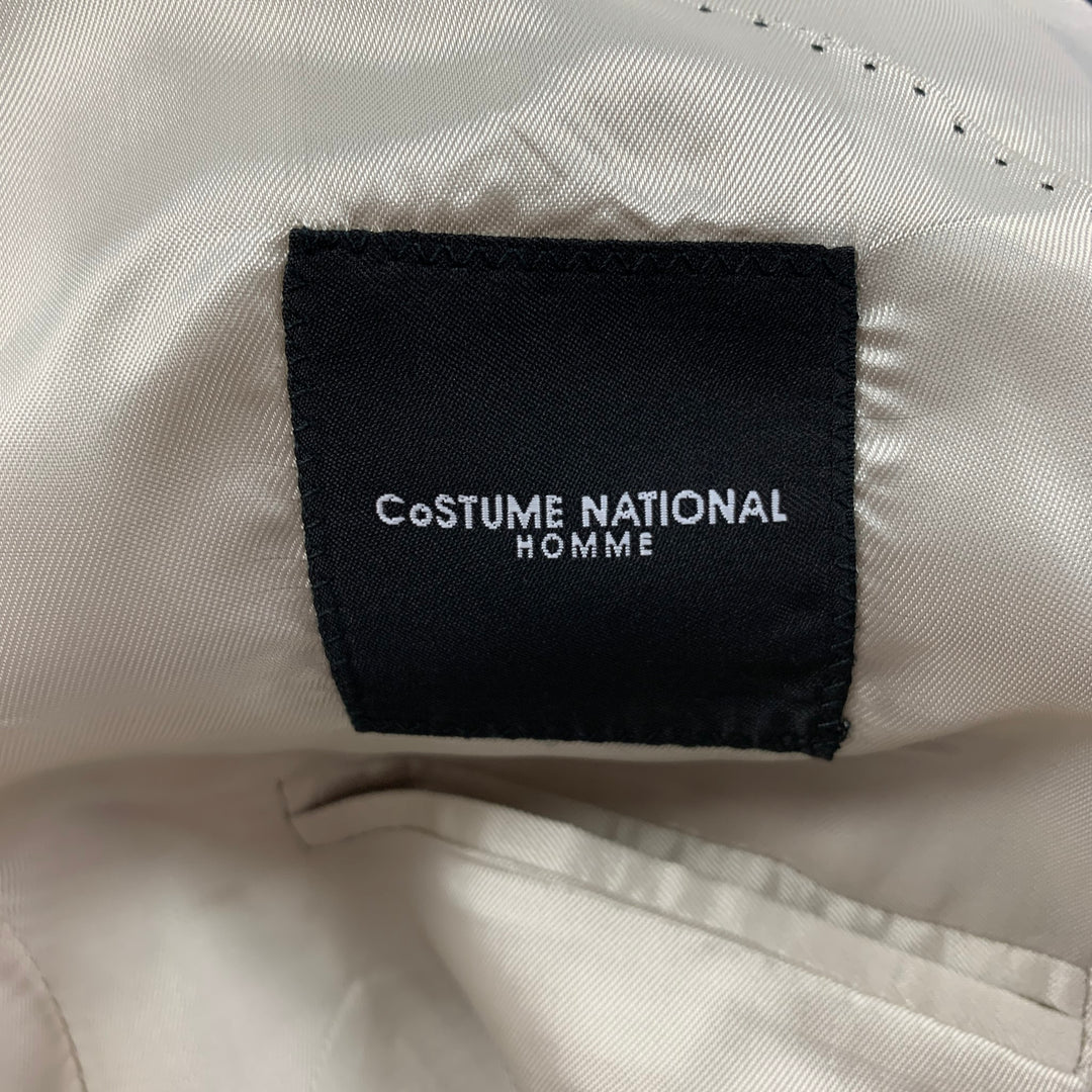 CoSTUME NATIONAL Size 42 Silver & Black Silk / Linen Peak Lapel Sport Coat