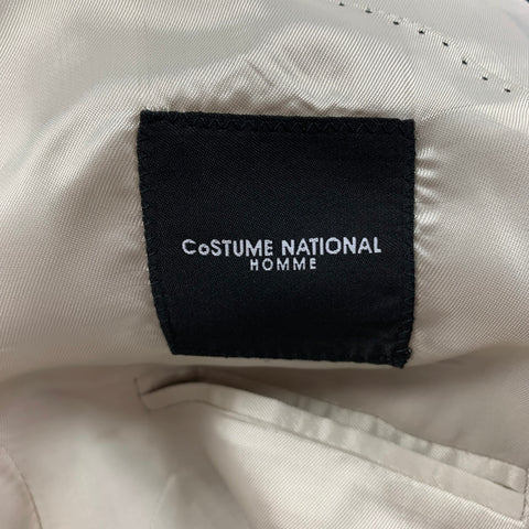 CoSTUME NATIONAL Size 42 Silver & Black Silk / Linen Peak Lapel Sport Coat