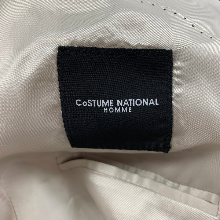 CoSTUME NATIONAL Size 42 Silver & Black Silk / Linen Peak Lapel Sport Coat