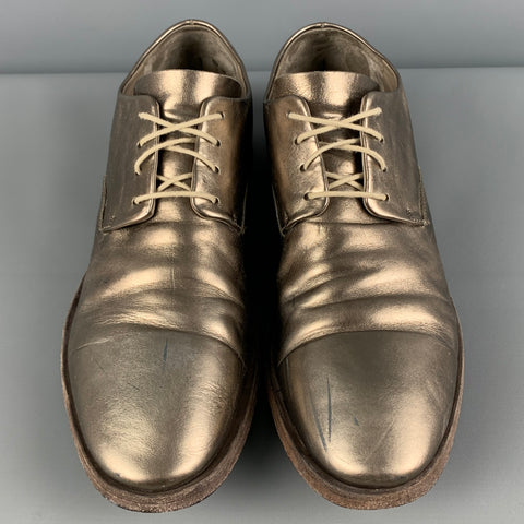 DEL CARLO Size 8 Gold Metallic Leather Lace Up Shoes