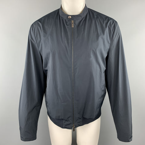 JIL SANDER Size 40 Navy Windbreaker Zip Up Tab Collar Jacket
