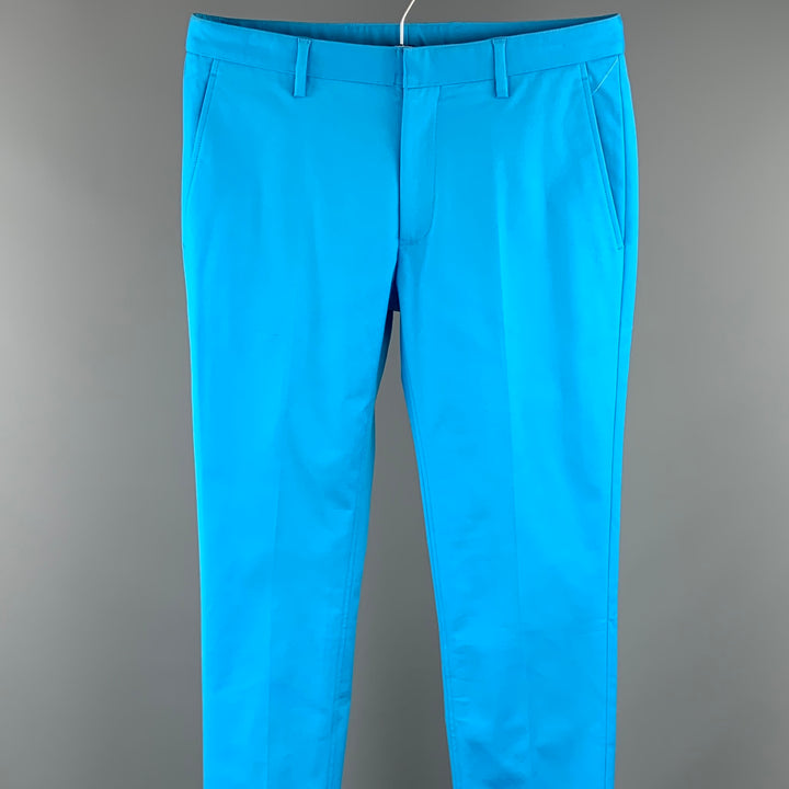 CALVIN KLEIN Size 30 Aqua Cotton Zip Fly Dress Pants