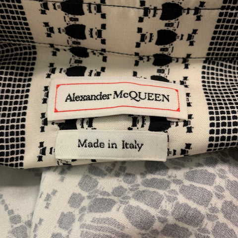 ALEXANDER MCQUEEN Size S Black Beige Print Silk Button Up Long Sleeve Shirt