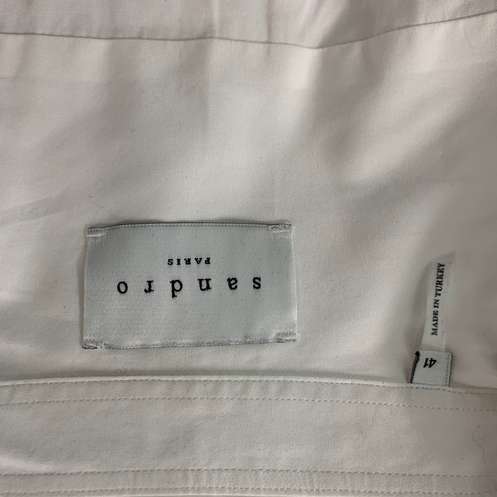 SANDRO PARIS Size M White Solid Cotton Pin Tuck Long Sleeve Shirt