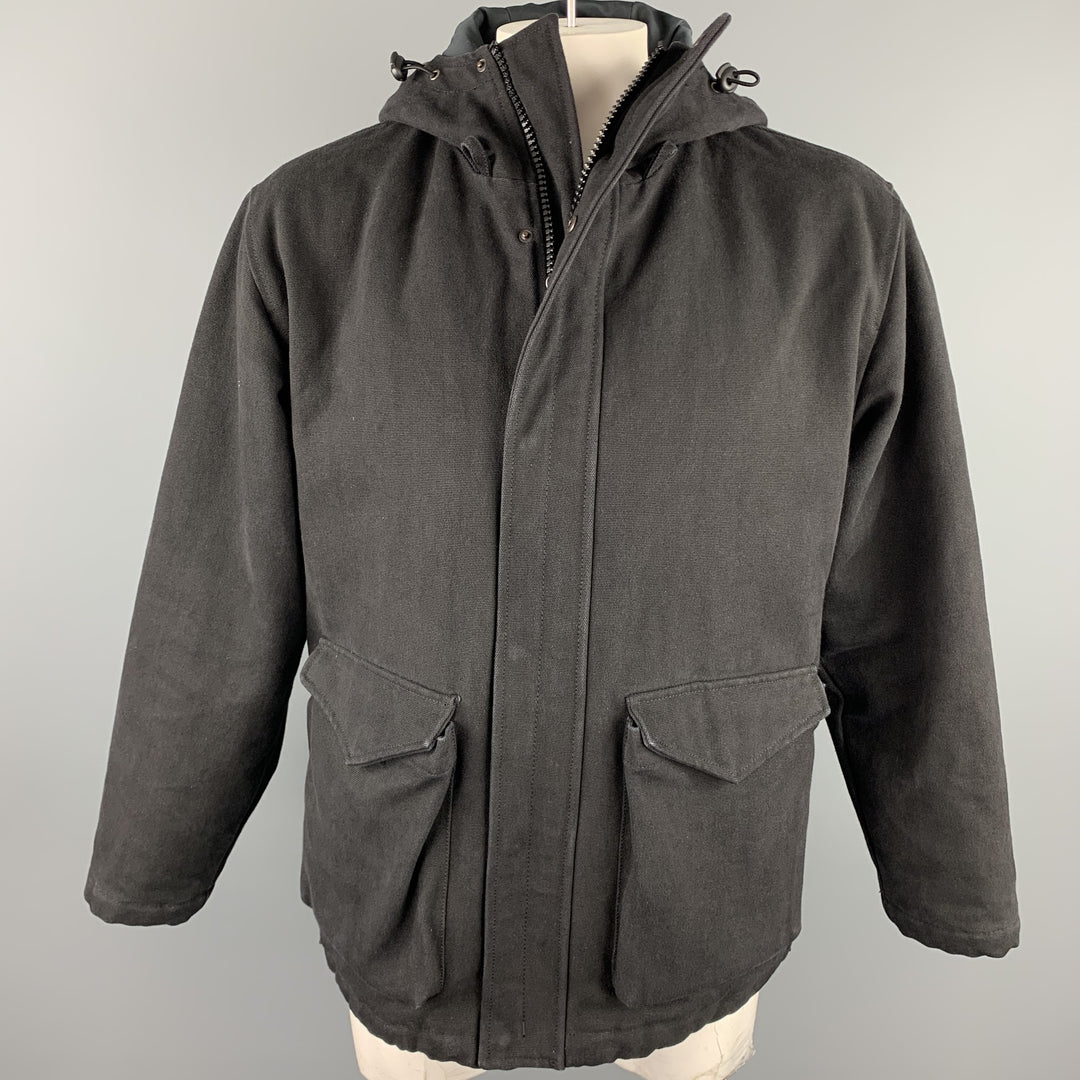 ADAM KIMMEL Size M Black Cotton Zip & Snaps Hooded Jacket
