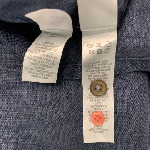 PAUL SMITH Size M Navy Linen Short Sleeve Shirt