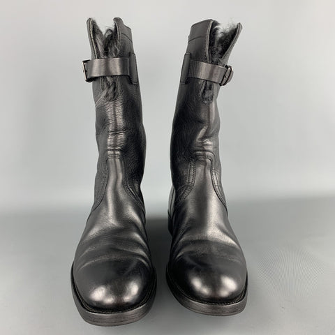 GUCCI by TOM FORD Hombre Talla US 8 / UK 7.5 D Botas de becerro con forro de piel de cuero negro