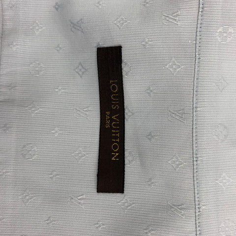 LOUIS VUITTON Size XL Light Blue Monogram Cotton Button Up Long Sleeve Shirt