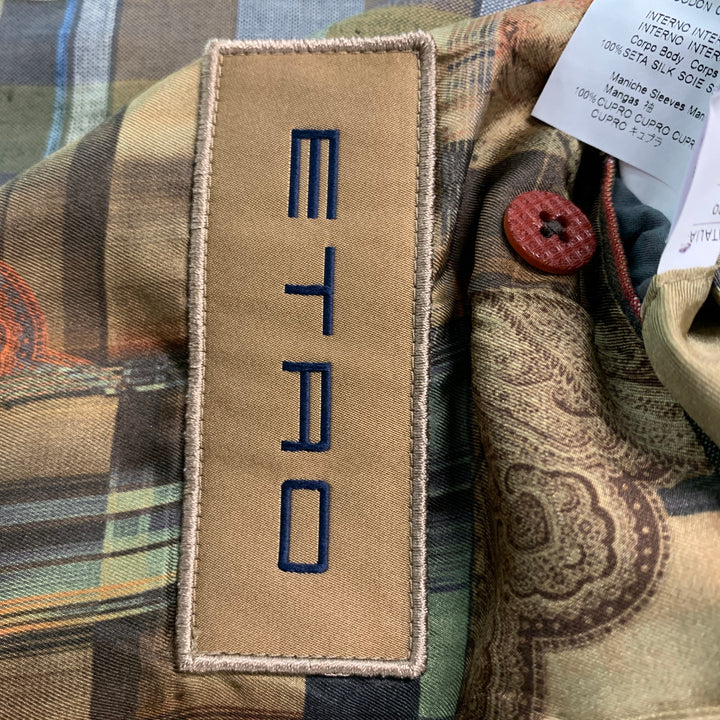 ETRO Chest Size 44 Regular Multi-Color Plaid Linen &  Cotton Sport Coat