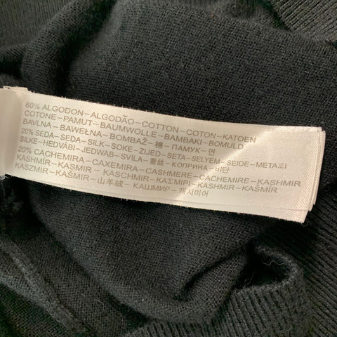MASSIMO DUTTI Taille S Pull Col V Noir Coton Soie Cachemire