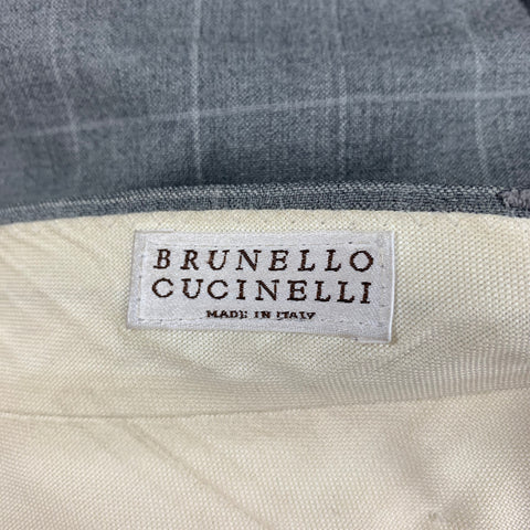 BRUNELLO CUCINELLI Size 38 Gray Window Pane Lana Wool Silk Suit