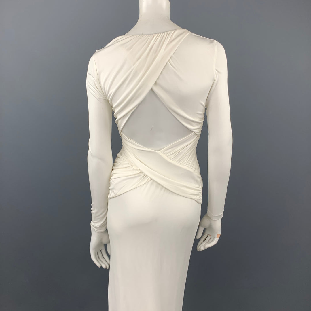 RACHEL ZOE Size 4 White Jersey Rayon Draped Dress