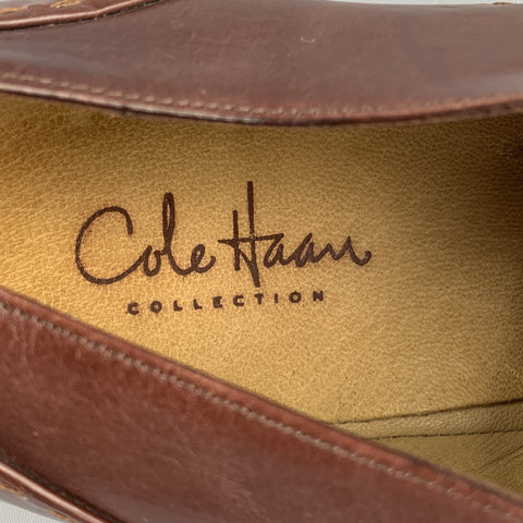 COLE HAAN Size 10.5 Brown Stitched Leather Cap Toe Lace Up Shoes