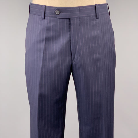 DAVID AUGUST Taille 40 Marine &amp; Rose Rayé Laine Peak Revers 34 x 30 Costume
