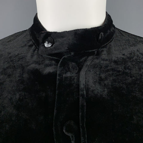 JEAN PAUL GAULTIER Size 10 Black Silk Blend Velour Band Collar Dress Top