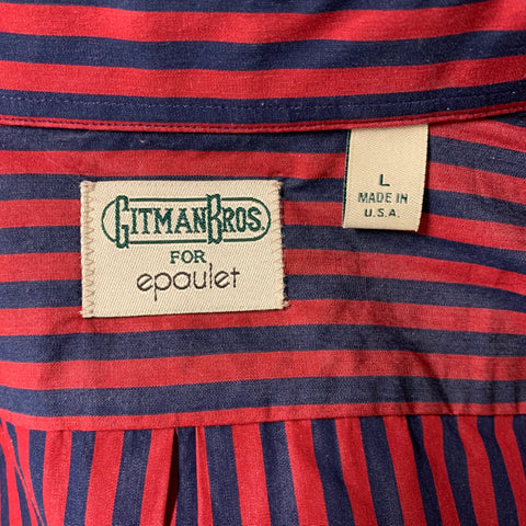 GITMAN BROS Taille L Chemise à manches longues à rayures rouges et marines