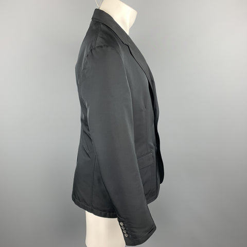 LANVIN Size 38 Black Polyester / Wool Notch Lapel Sport Coat