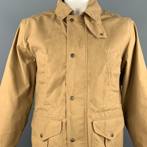 FILSON Size M Tan Cotton Zip & Snaps Patch Pockets Jacket