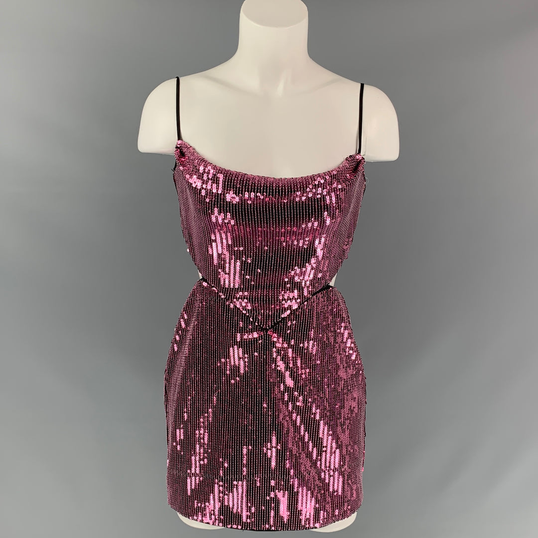 X by NBD Size XS Pink Polyester / Silk Sequined Back Strap Mini Dress