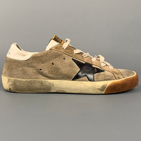GOLDEN GOOSE Superstar Talla 6 Zapatillas bajas de ante desgastadas en beige y negro
