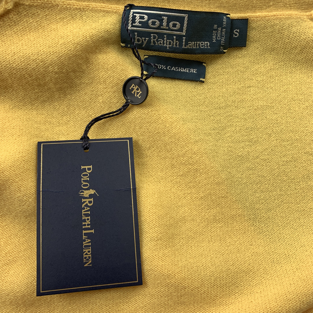 RALPH LAUREN Taille S Cardigan boutonné en cachemire jaune