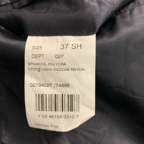 BROOKS BROTHERS Size 37  Black Wool  Lycra Single Breasted 28 Suit