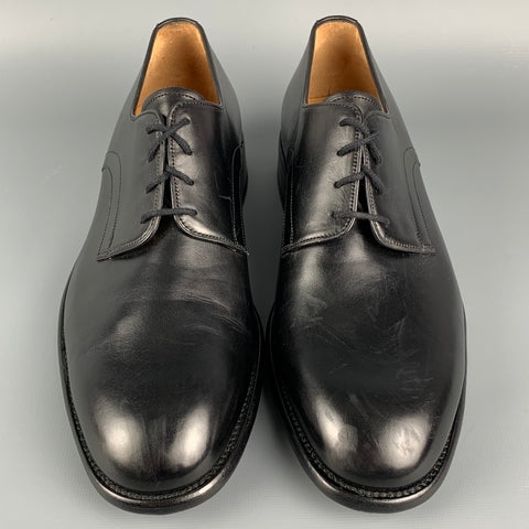 BALLY Size 9 Black Leather Lace Up Shoes