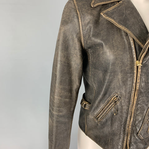 RALPH LAUREN Size S Brown Antique Leather Biker Jacket