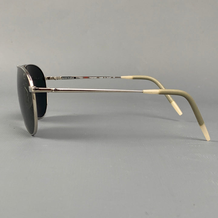 OLIVER PEOPLES Silver Metal Aviator Benedict Sunglasses