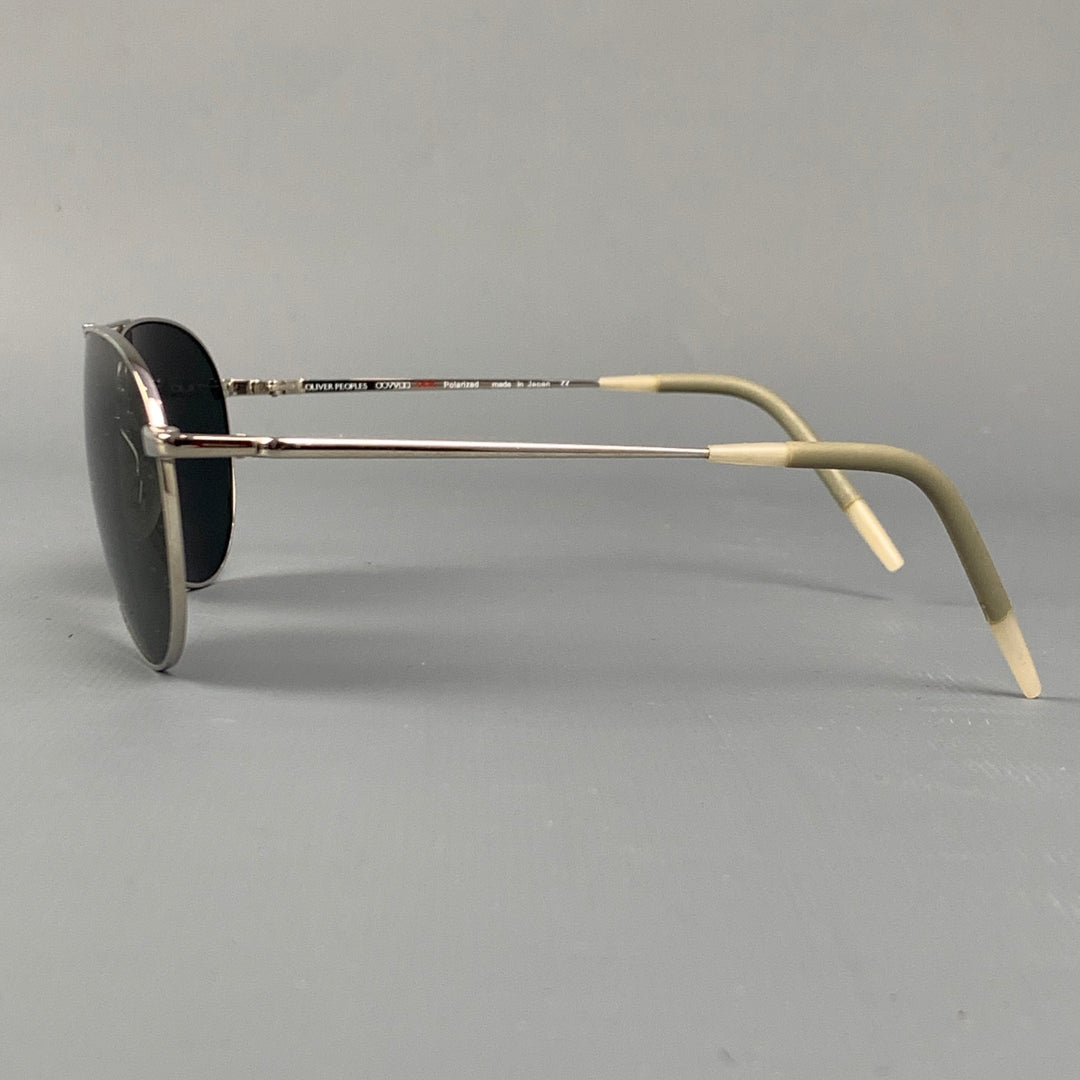 OLIVER PEOPLES Gafas de sol Benedict estilo aviador de metal plateado