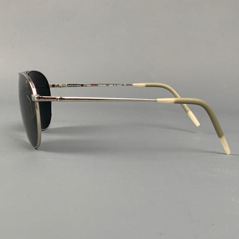 OLIVER PEOPLES Silver Metal Aviator Benedict Sunglasses