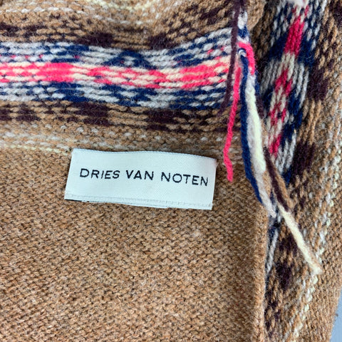 DRIES VAN NOTEN Grey Blue Stripe Wool Scarf