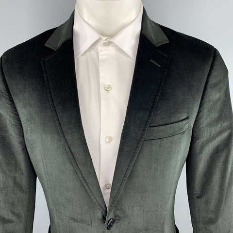 THEORY Size 40 Regular Black Velvet Notch Lapel Patch Pocket Sport Coat
