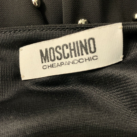 MOSCHINO Size 6 Black Silver Polyester Studded Shift Below Knee Dress