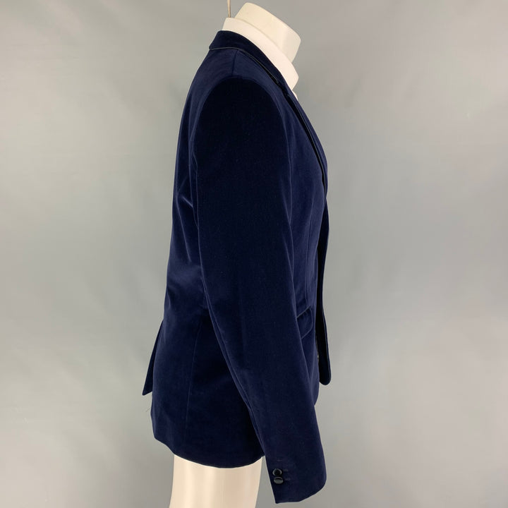TED BAKER Size 40 Navy Cotton Velvet Notch Lapel Sport Coat