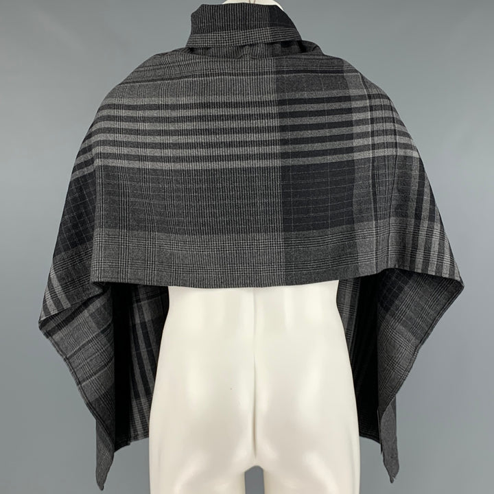 ENGINEERED GARMENTS Grey Black Plaid Wool Woven Shawl