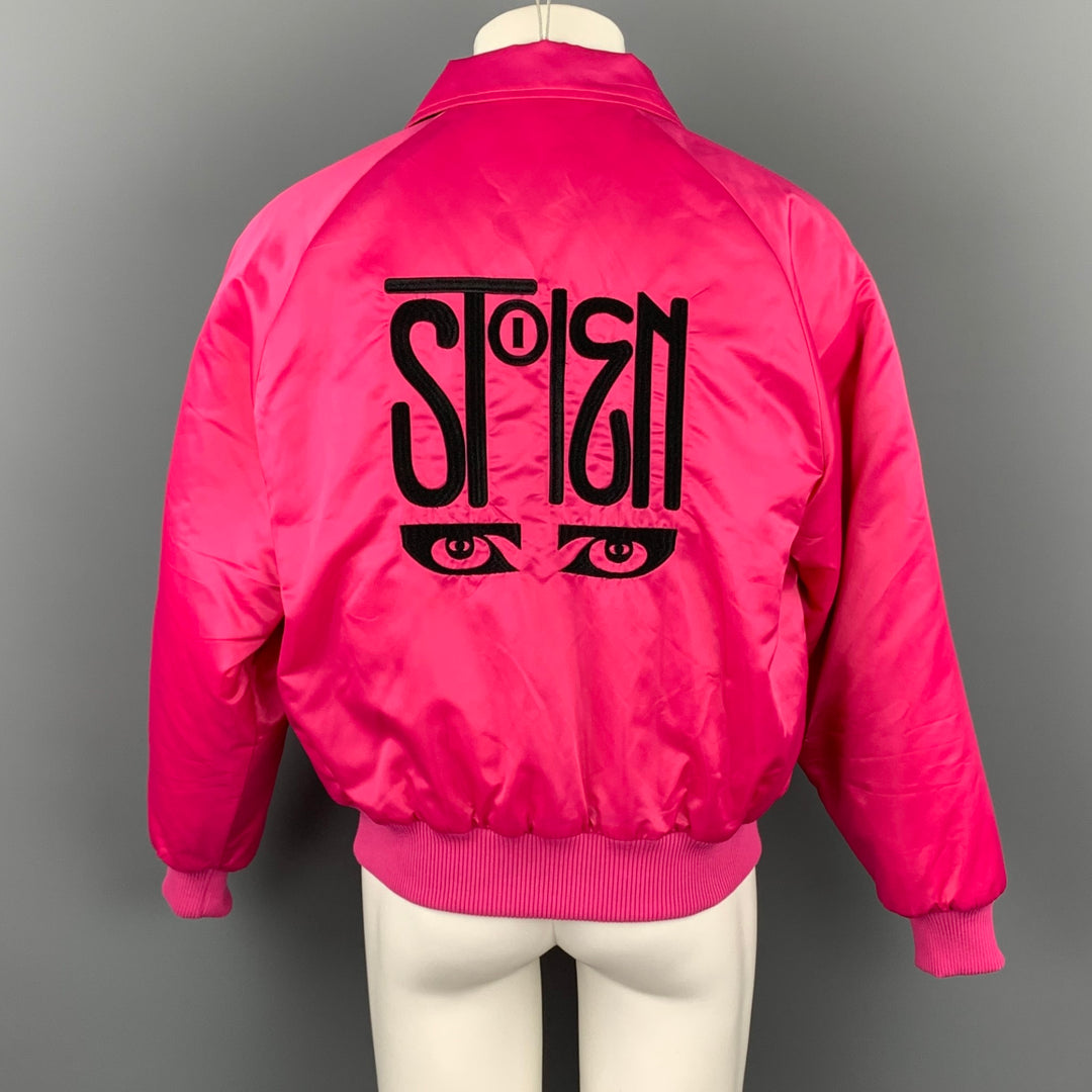 STOLEN GIRLFRIENDS CLUB Size M Pink Embroidered Nylon Bomber Jacket