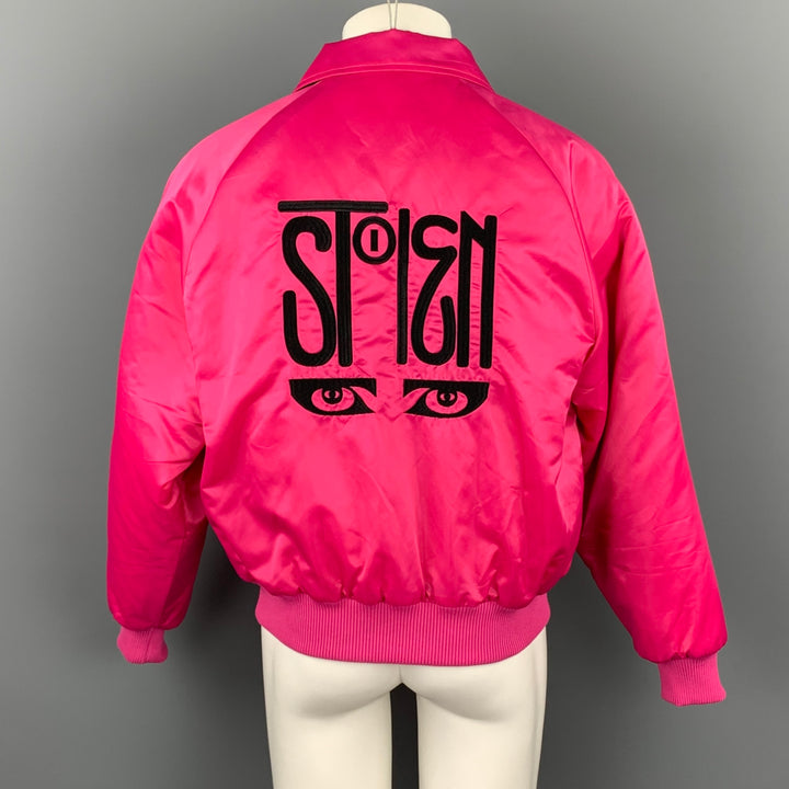 STOLEN GIRLFRIENDS CLUB Size M Pink Embroidered Nylon Bomber Jacket