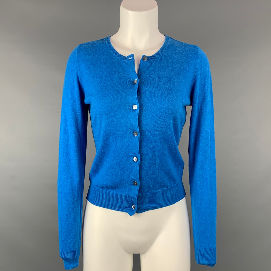 MARGARET OLEARY Talla XS Cárdigan con botones de algodón de jersey azul