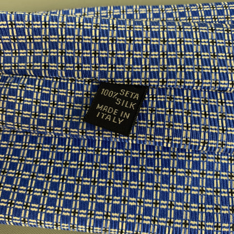 KITON Blue White Checkered Silk Tie
