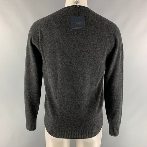 BROOKS BROTHERS Size S Charcoal Knitted Cashmere V-Neck Sweater