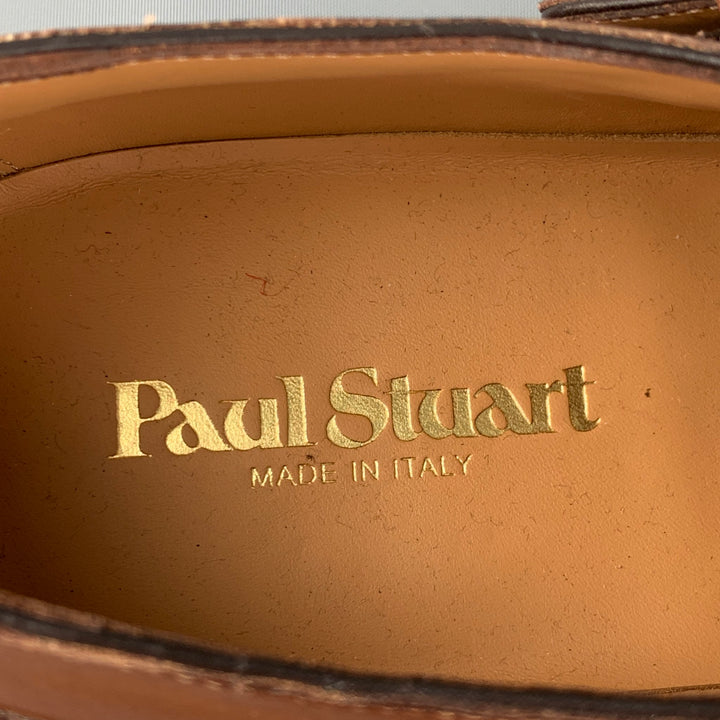 PAUL STUART Size 11 Tan Antique Leather Monk Strap Lace Up Shoes