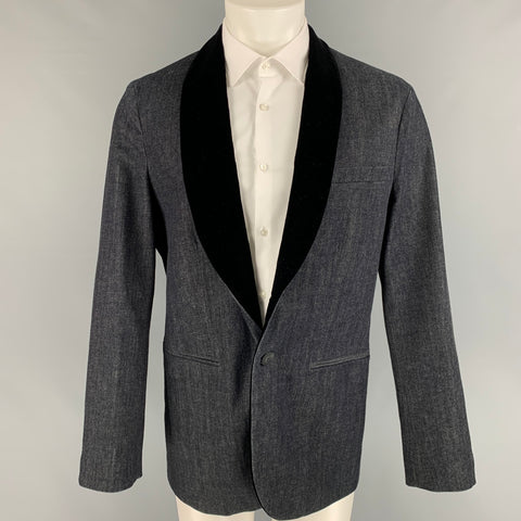 GIORGIO ARMANI Size 44 Indigo Mixed Materials Cotton Cashmere Sport Coat